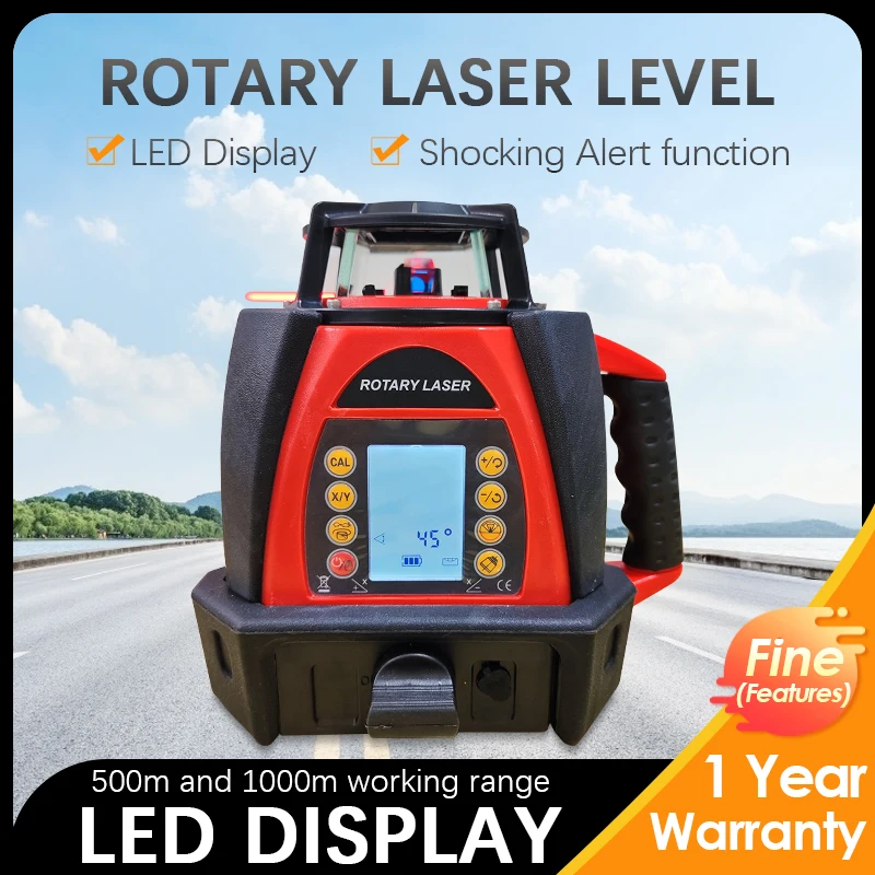 Professional Rotary Laser Level LCD Display Laser Red Beam 500m Automatic Self Leveling 360 Rotating Laser System Kit