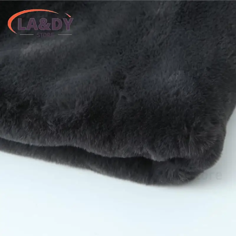 2024 New Winter Women Lapel Mid Length Faux Fur Coats Soft Warm Thickened Overcoat Female Casual Jacket Outwear