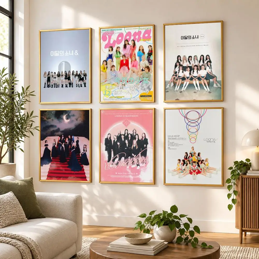 Popular Korea Kpop Band L-Loona Kpop Poster HD art sticky wall waterproof home living room bedroom bar aesthetic decoration