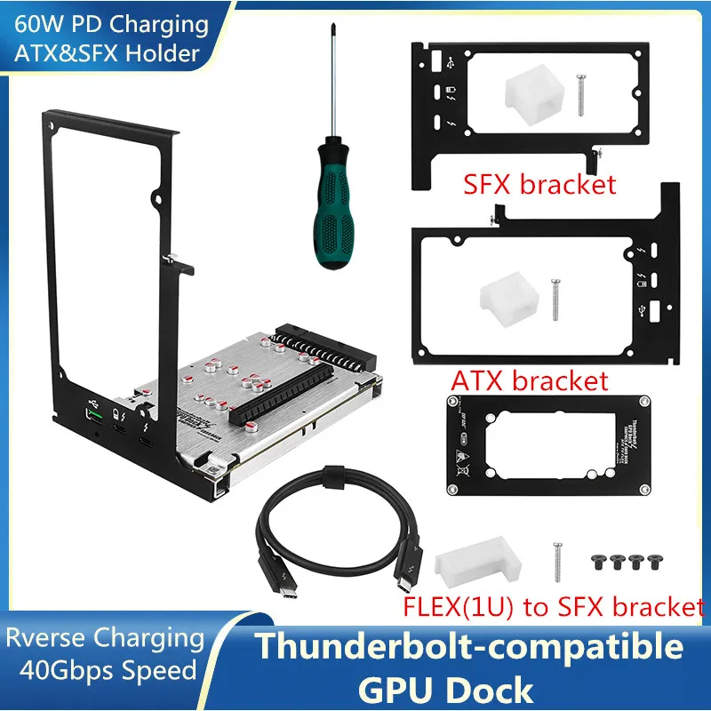 TH3P4G3 GPU Dock Graphics Card Dock for Laptop Notebook Thunderbolt-compatible 3/4 PD 60W Charging 40Gbps with ATX / SFX Bracke