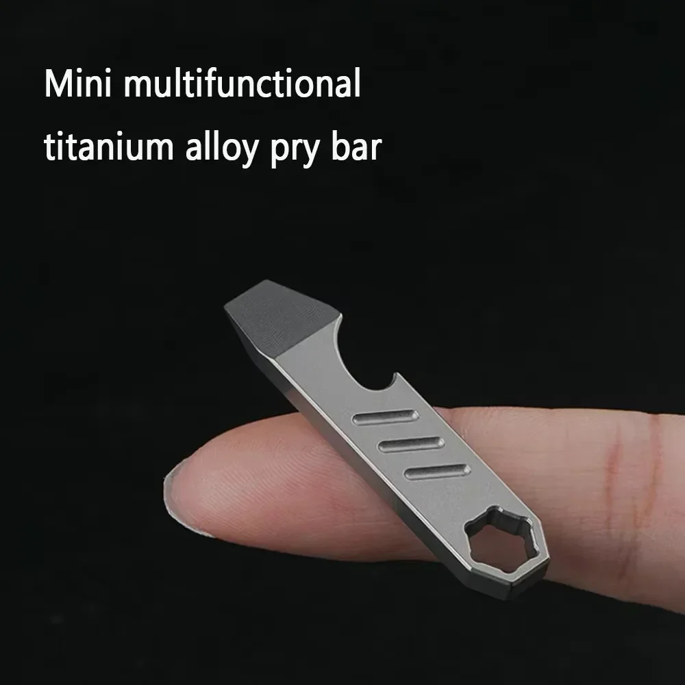 TC4 Titanium Crowbars Alloy Multi Functional Mini Edc Keychain for Outdoor Survival Portable Bottle Opener Pry Batch Head Hole