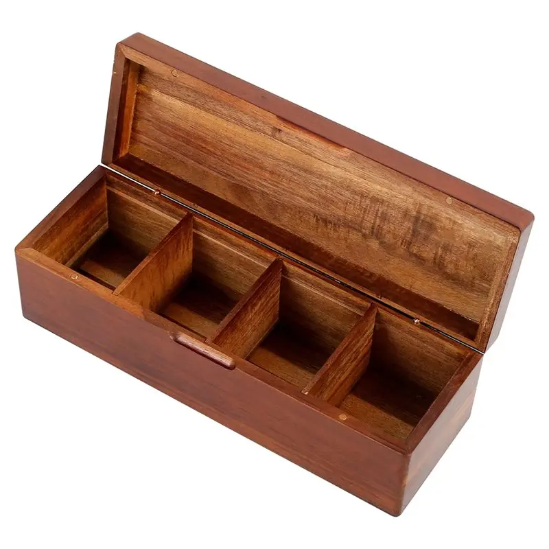 GYTB-For Tea Bag Organizer In Elegant Wooden Design With Lid-Versatile Storage Box For Tea And Sugar Packets