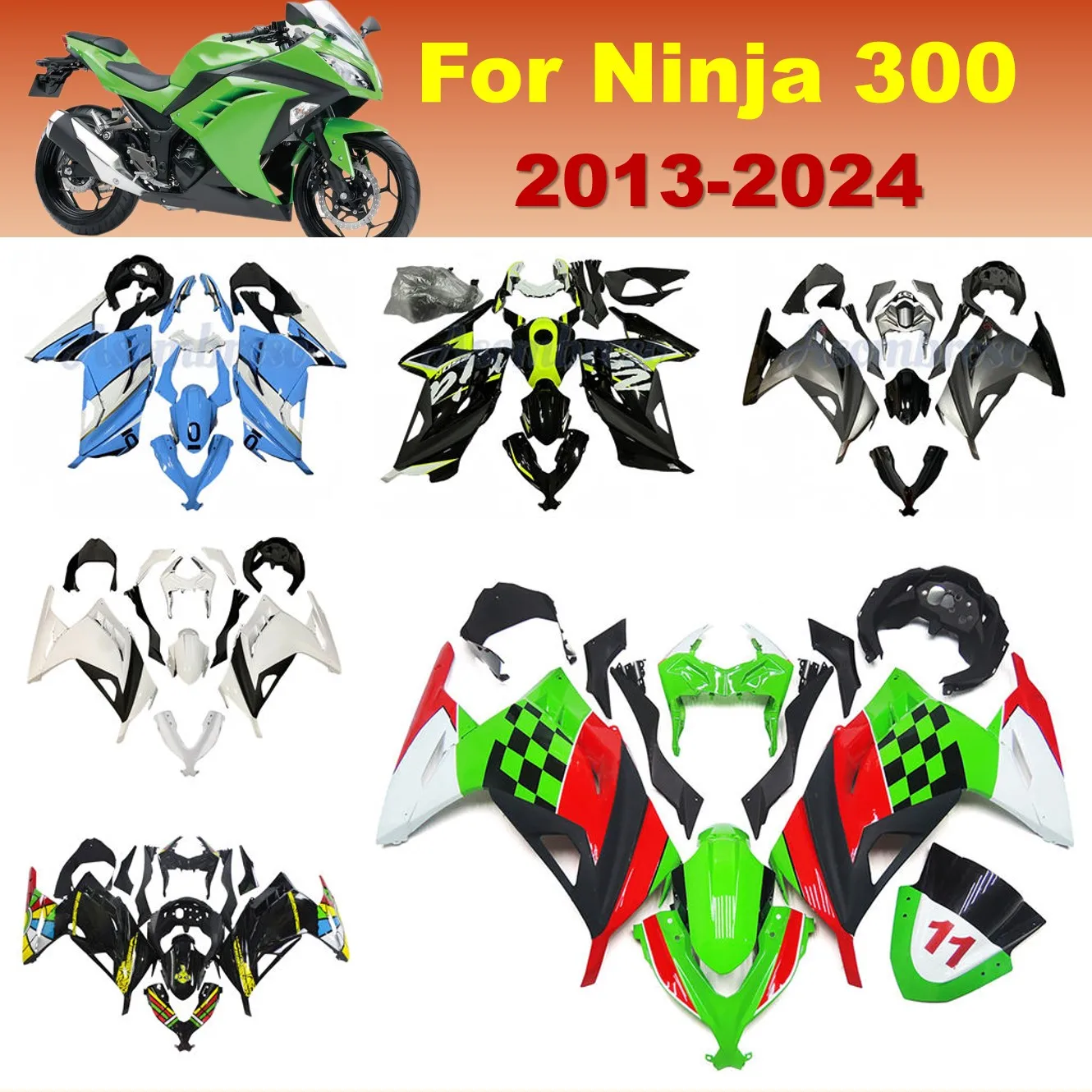 Complete Fairing kit Suitable for Kwasaki Ninja300 2013-2024 2017 EX300 Ninja 300 Custom Motorcycle Rebuild Panel cover