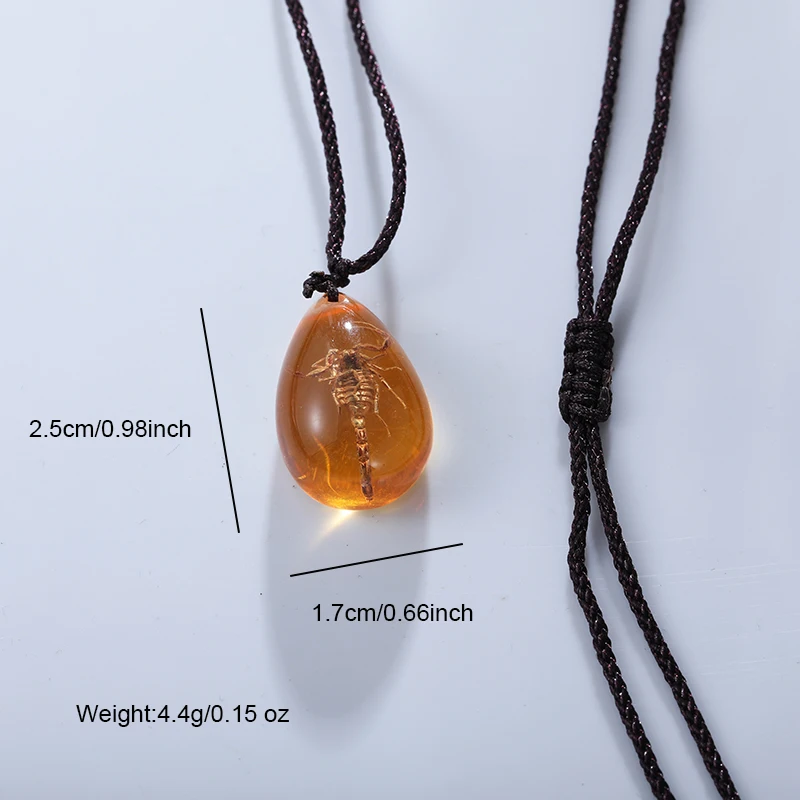 Retro Amber Pendant Necklace Fashion Insect Golden Scorpion Amber Drop Pendant Necklace Men's and Women's Necklace Accessories - view 6