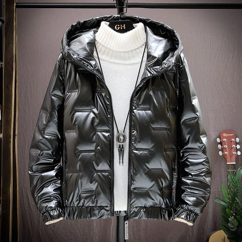 Winter Plus Größe männer Weiße Ente Unten Mäntel Mode Einfache Shiny Warme Mantel Casual Streetwear Lose Feste Farbe Unten jacke Männer