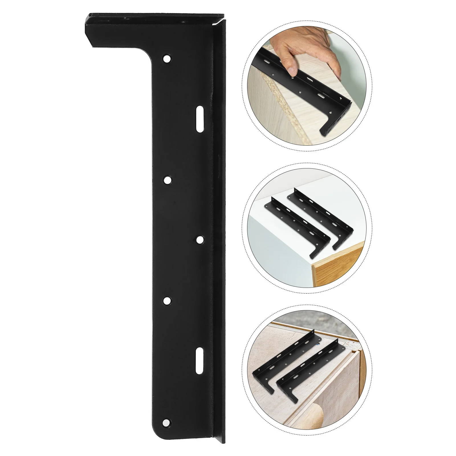 

2pcs Black Heavy Duty Floating Cabinet Cold Rolled Steel Wall Mount Supports For Kitchen Bathroom Office Multi Surface