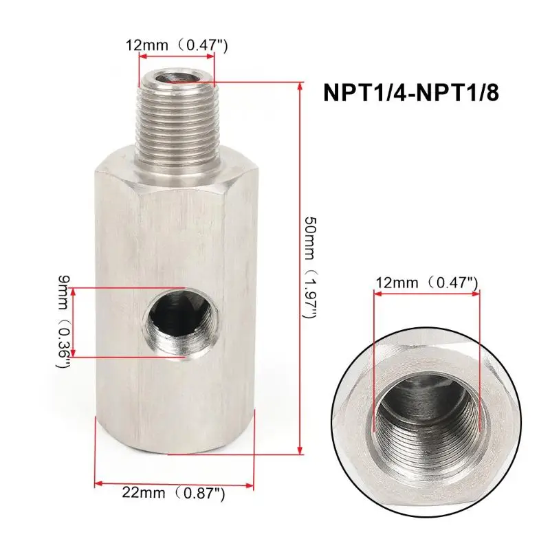 

Тройник датчика давления масла 1/8 дюйма NPT «мама» к M12 M10 M14 1/8NPT 1/4NPT Разъем датчика давления масла Адаптер тройника манометра линии подачи
