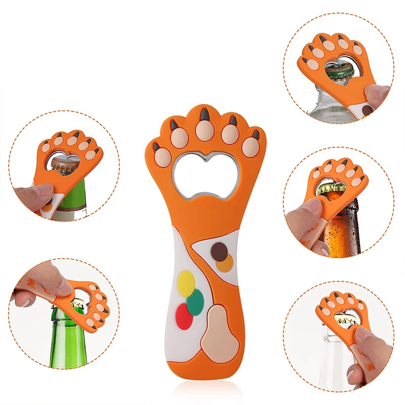 New Fat Cat Claw Bottle Opener Cartoon Figure Magnetic Sucking Claw Beer Opener Soft Glue PVC Screwdriver Refrigerator Stickers