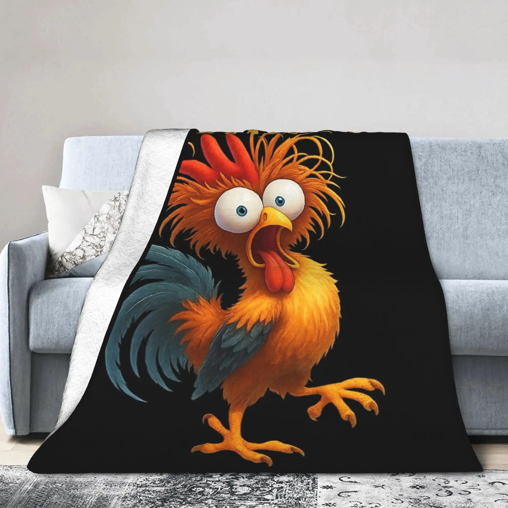 F-Caw-F Chicken Funny Blanket Fleece Decoration  Multi-function Lightweight Throw Blanket for Bed Bedroom Plush Thin Quilt