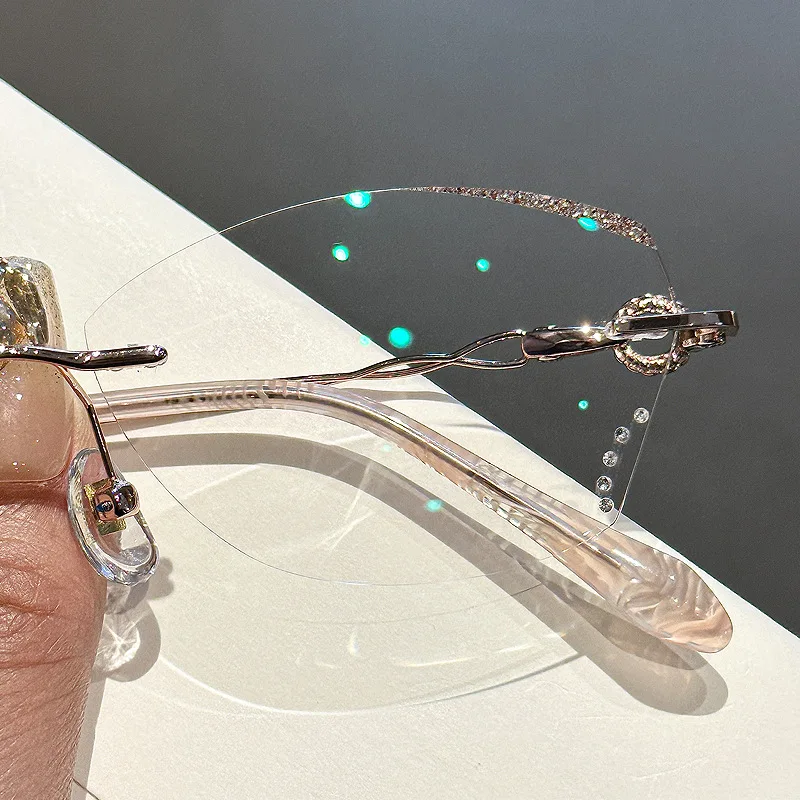 

Модные безрамочные очки по рецепту для женщин, анти-синий свет, очки для чтения без оправы, оправа для очков без рецепта