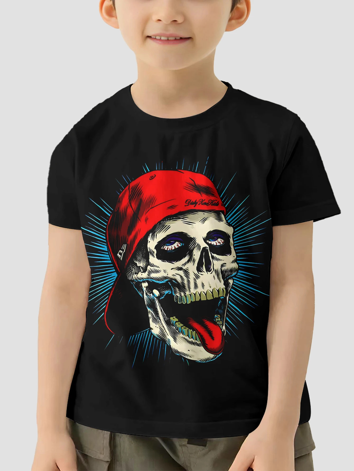 Skull Children's Clothing Boys Clothes Top Shirts Boy's Shirt 2024 Kids Clothes Short Sleeve Child T-shirt T-shirts for Children