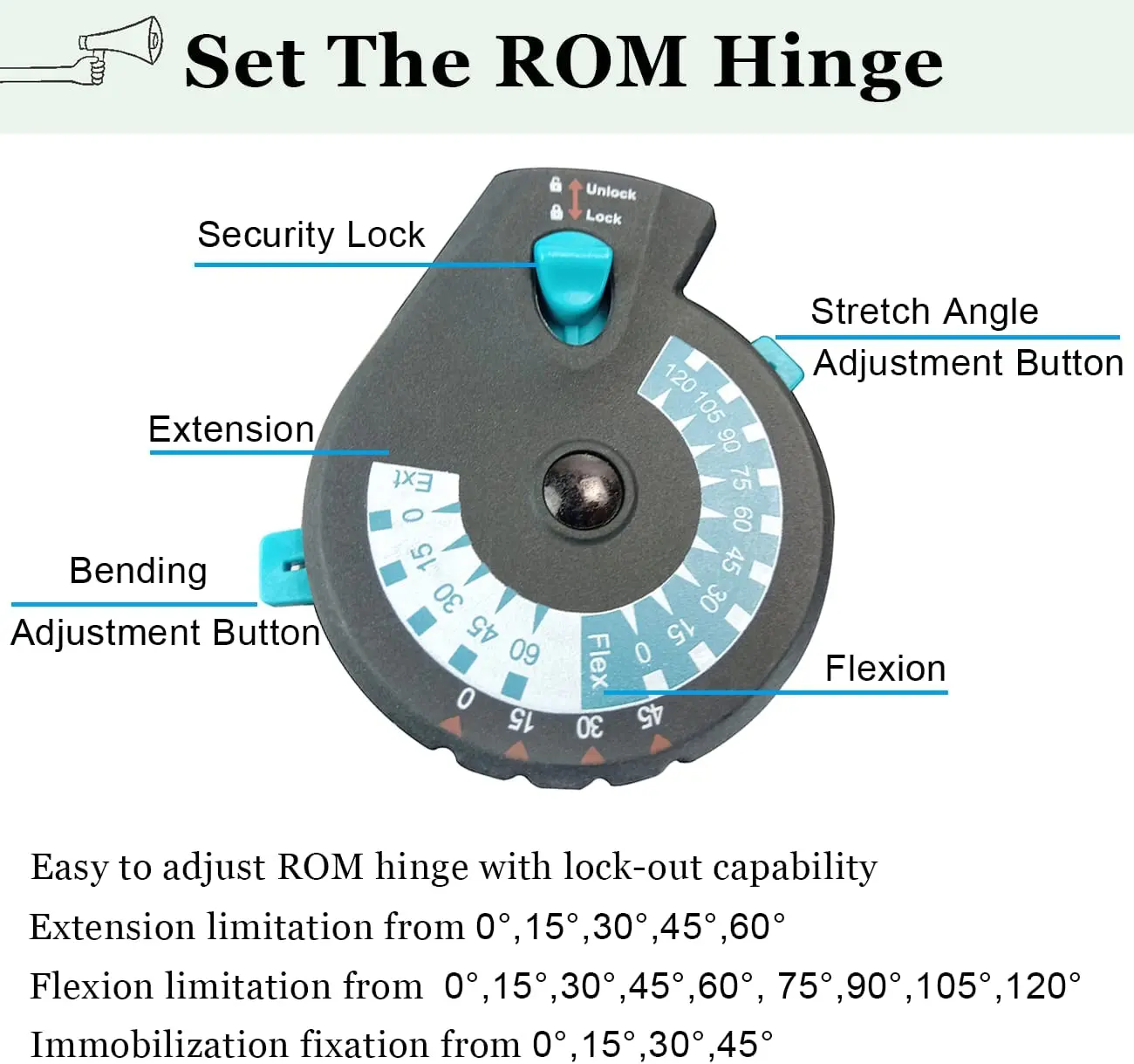 Hinged Knee Brace for Men and Women, ROM Adjustable Post Op Knee Support Orthosis Immobilizer Protector for Left Leg, Right Leg