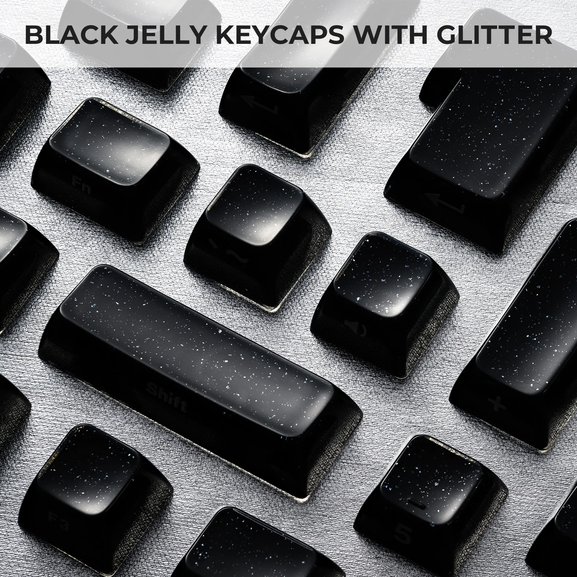 XVX Black Crystal Keycaps with Glitter Powder Shiny Keycaps MDA/OEM Profile 122/136 Keys Double Shot Glossy Key Cap Set - view 5