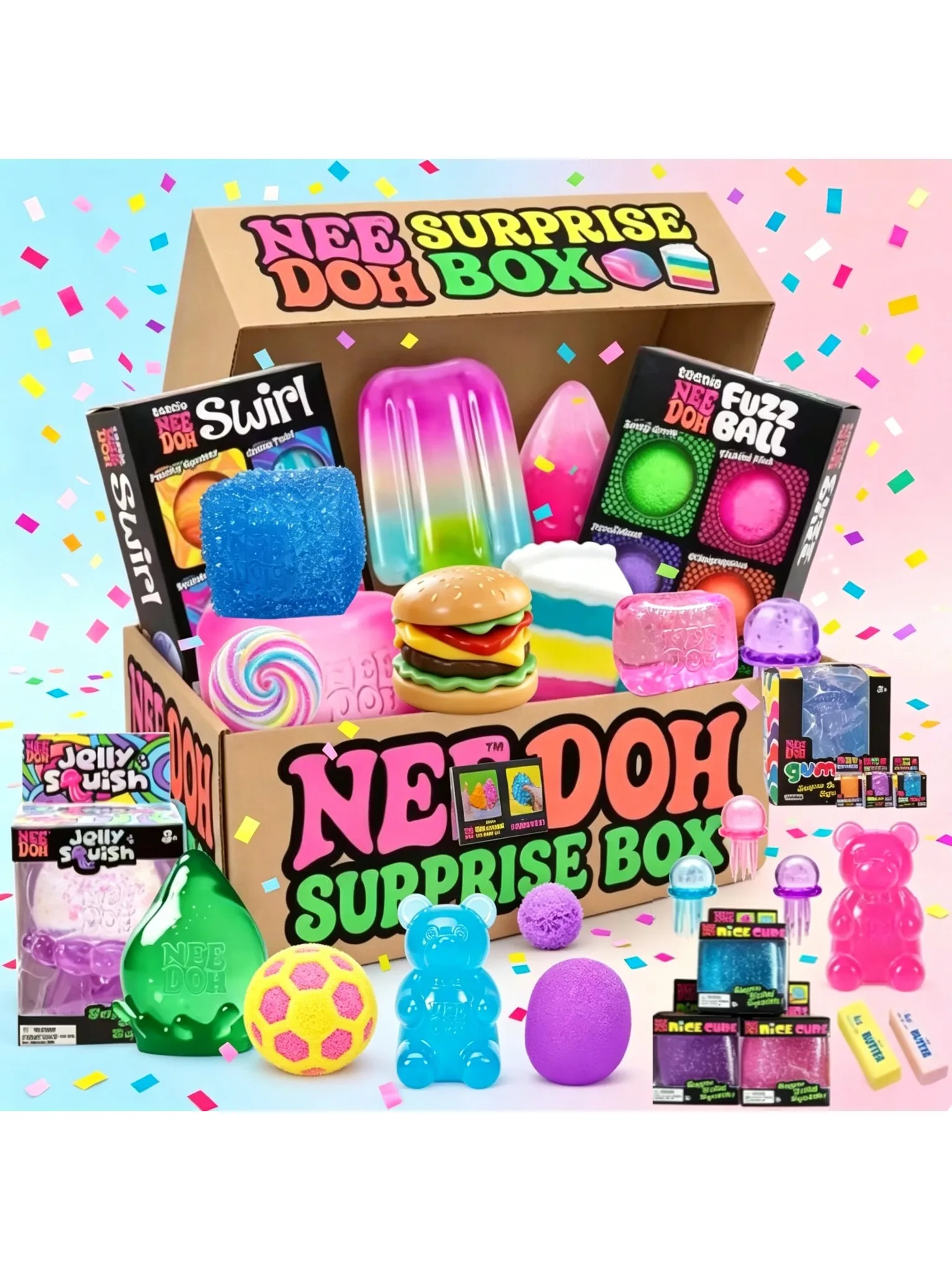 Ponad 100 sztuk figurek NEEDOH Squishy w pudełkach niespodzianek, zabawki antystresowe o powolnym powrocie do kształtu, z motywem gigantycznej głowy goryla Moai. — 2