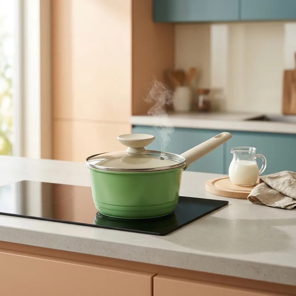 Metal Saucepan with Lid for Home Use in Boiling For Milk Cooking Porridge Simmering Noodles and Preparing Soups