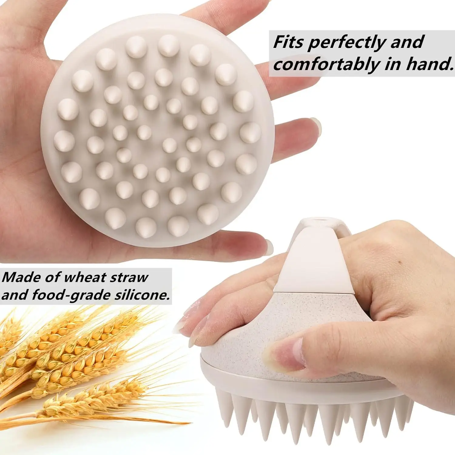 1PCS Hair Scalp Massager Shampoo Brush Hair Scrubber Washing Brush Silicone Scalp Exfoliator for Dandruff Removal- Beige