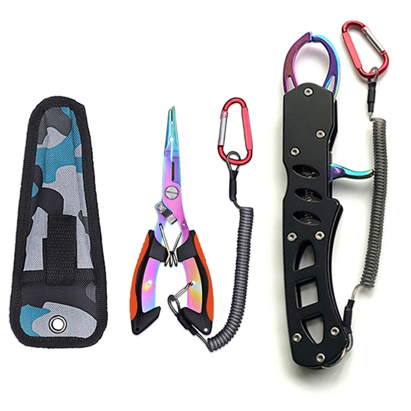 

Y69 Color Titanium Fish Grip Control Set Equipped With Wire Slip Rope Stainless Steel Small Eagle Mouth Fishing Pliers