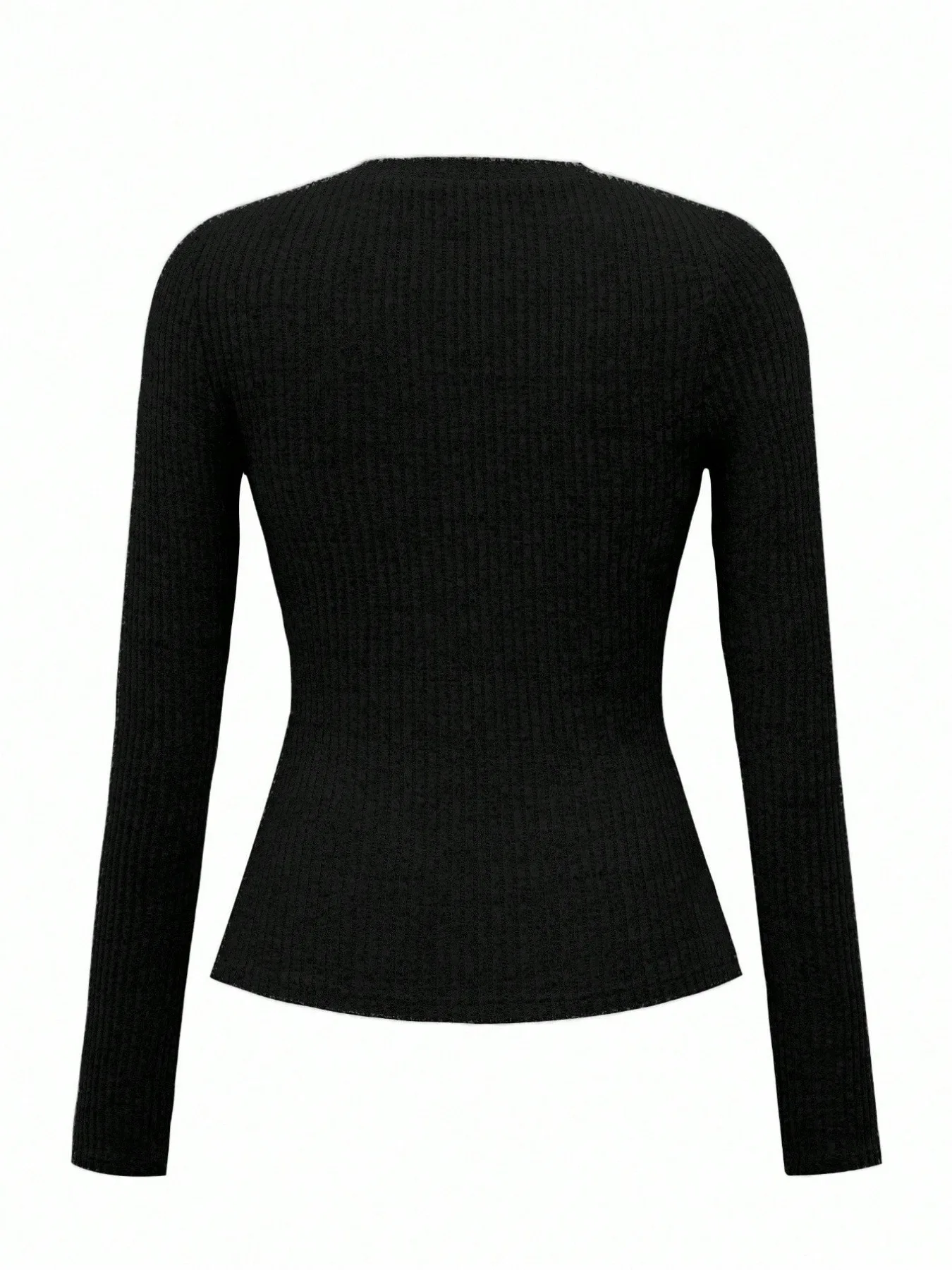 2025 Herbst Winter Neue Mode Damen Tops Spitze Knopf Einfarbig Form Anliegende Sexy T-Shirt Y2k Kleidung – Detail 12
