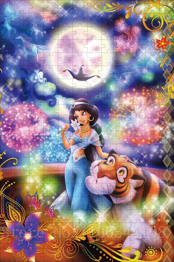 35/300/500/1000 Pieces Puzzle Fantastic Art Princess Jasmine and Aladdin Disney Cartoon Jigsaw Puzzles Handmade Toys & Hobbies