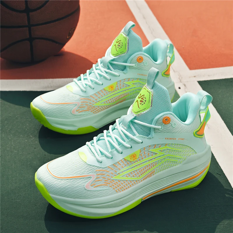 Men Shoes White Colour - Men's High-Top Sneakers/Basketball Shoes, Non-Slip Rubber