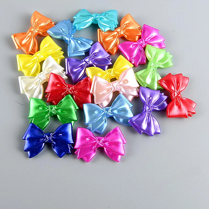 20PCS 20*30mm Imitation Pearl Color Bow Handmade DIY Phone Case Toy Doll Hanbok Wedding Loose Beads Jewelry