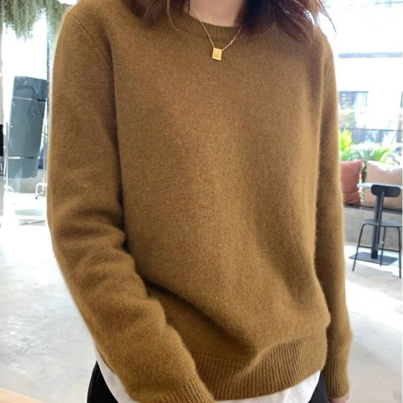 Versione coreana autunno inverno nuovo maglione di cashmere femminile girocollo allentato morbido pullover ceroso maglione di lana lavorato a maglia