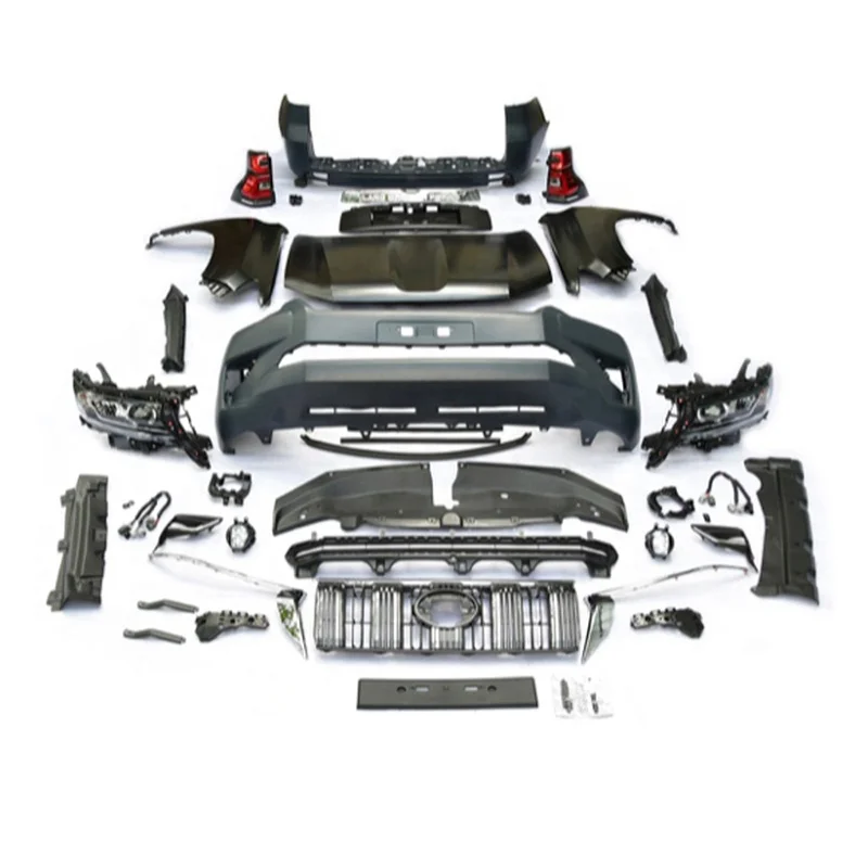 Car Body Kit for Prado 2010-2017 Upgrade 2018 Front Bumper Rear Bumper Fender Hood and Headlamp Taillight Old to New Car Bumpers