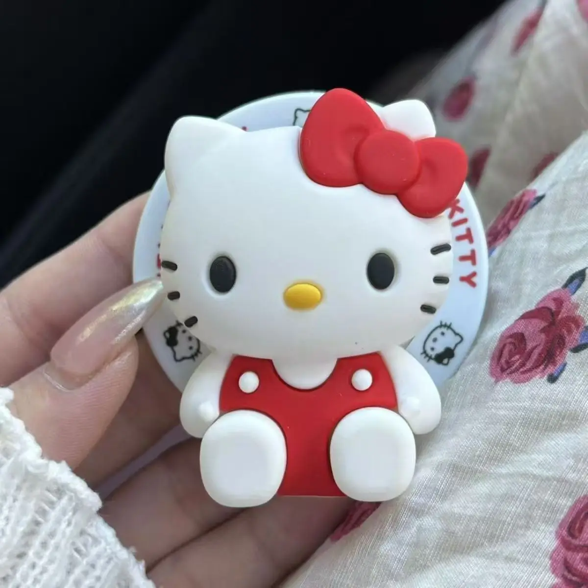 

For iPhone Foldable Cellphone Holder Cute 3D Cartoon Hello Kitty Phone Stand For Magsafe Magnetic Phone Griptok Grip Tok Bracket