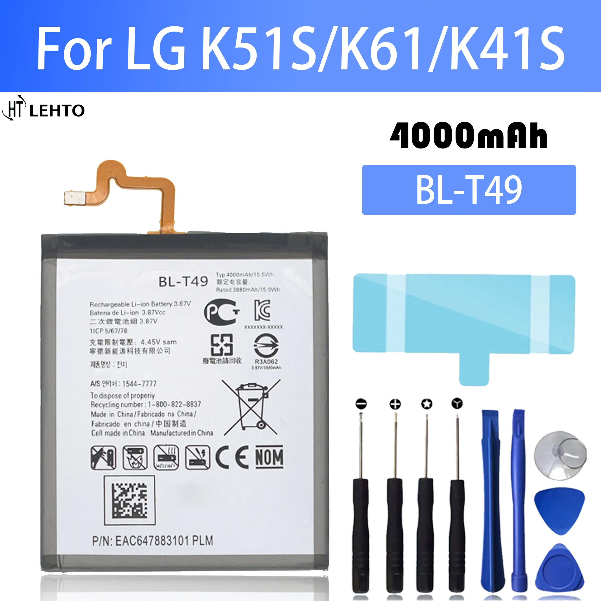 

Original Capacity BL-T49 T49 For LG K510 K51S K61 K41S LM-K410BMW LM-K510BMW LM-K510HM Mobile Phone Batteries Bateria