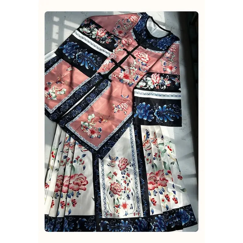 Original New Hanfu Round-neck Ethnic Clothing, Chinese-style Heavy Horse Face Skirt Set Chinese Traditional Dress
