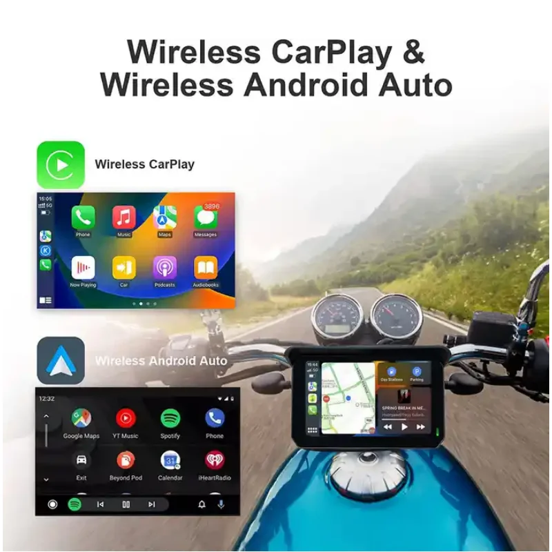 

Portable Motorcycle Navigation Android Auto for Motorcycle GPS Apple Carplay Para Moto Screen Waterproof Motorcycle Display IPX7