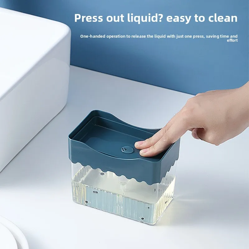 푸시 비누 디스펜서 스폰지가있는 주방 세제 디스펜서푸시 자동 디스펜서 주방 비누 디스펜서