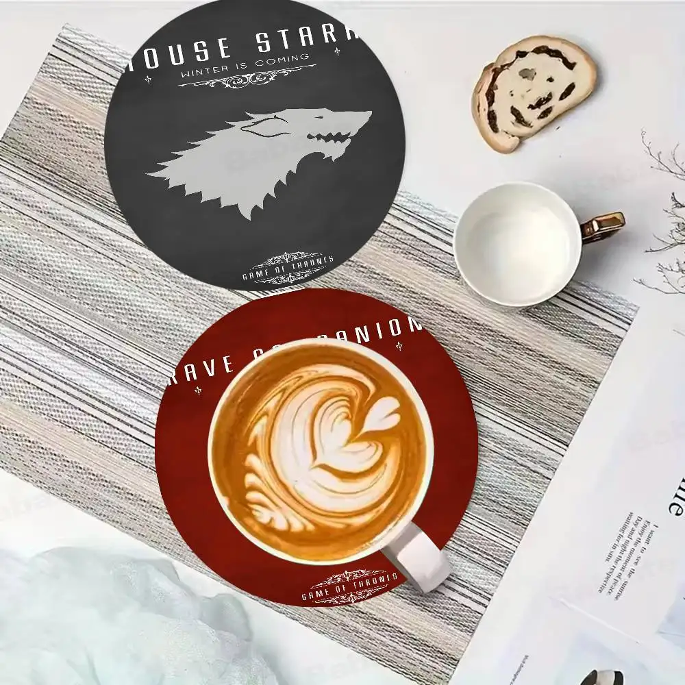 Game T-Thrones Family Logo 1pc Pattern Coaster Tea Cup Heat Insulation Pad Anti-scalding Anti-slip Table Bowl Plate Mat