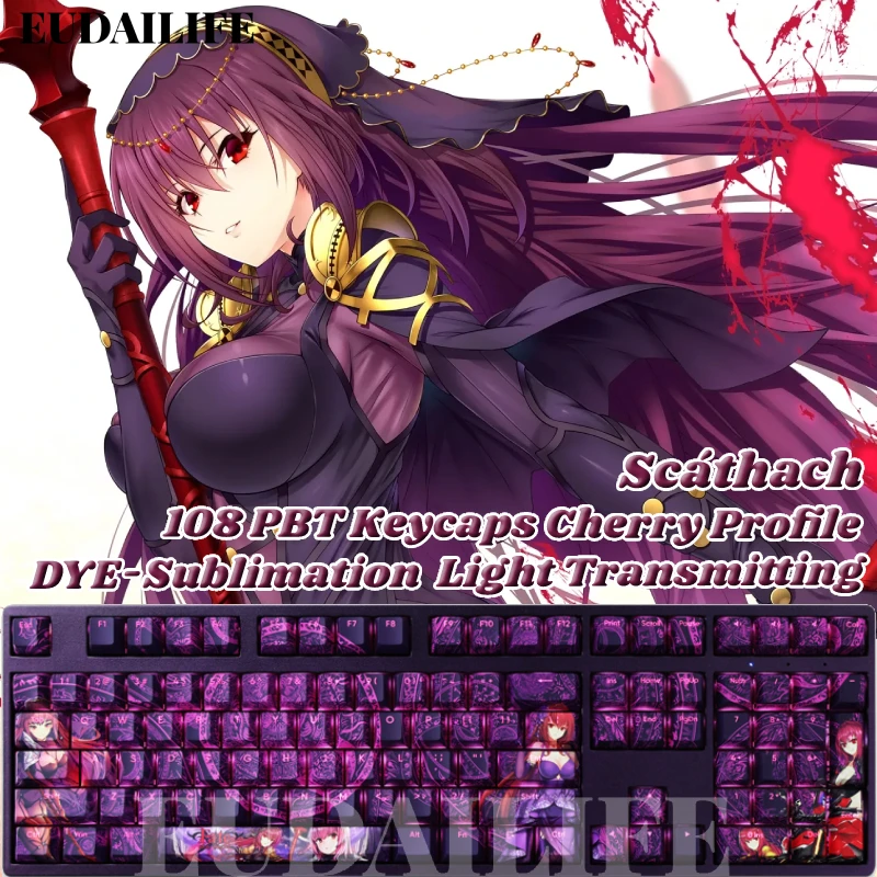 

Scáthach 108 Keycap PBT FGO Fate Grand Order DYE Sublimation Light Transmitting Cherry MX Cross Axis Switch Mechanical Keyboard