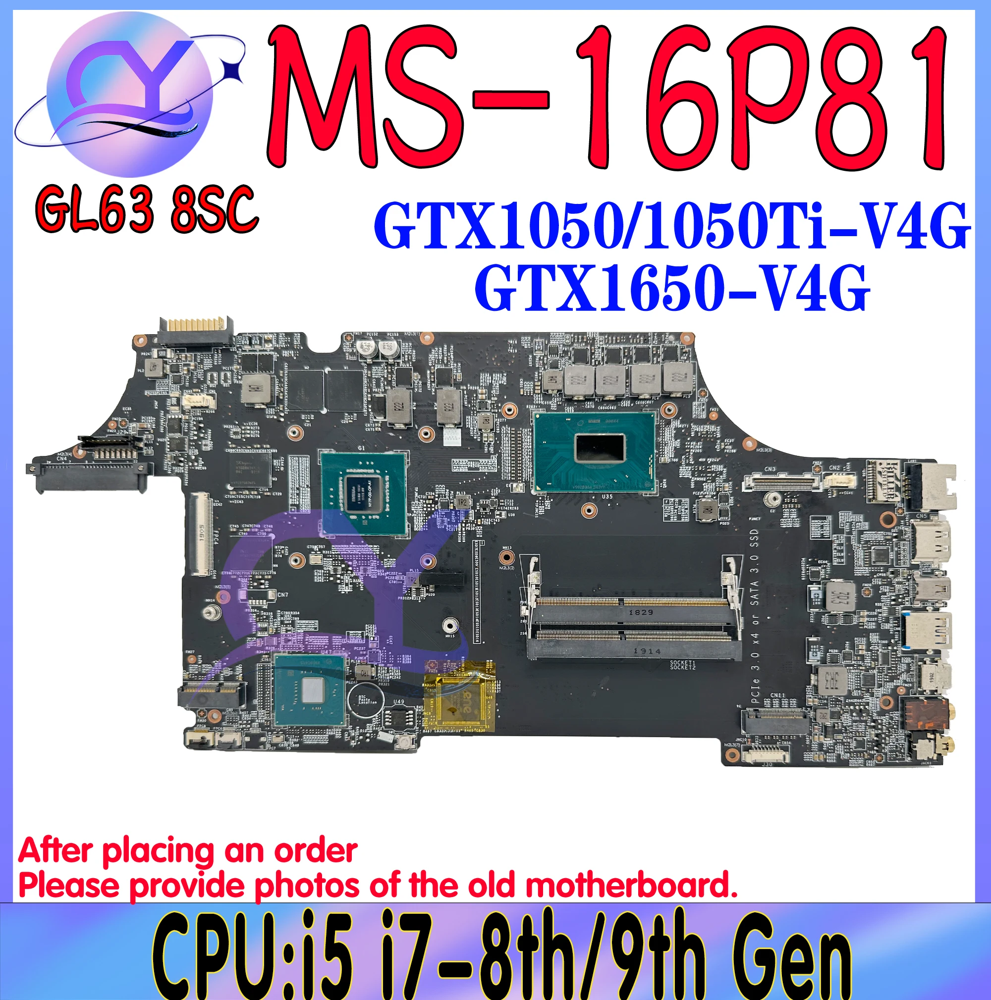 

MS-16P81 Mainboard For MSI GL63 8SC MS-16P8 MS-16 Laptop Motherboard I5-8300H I7-8750H I5-9300H I7-9750H 100% Working