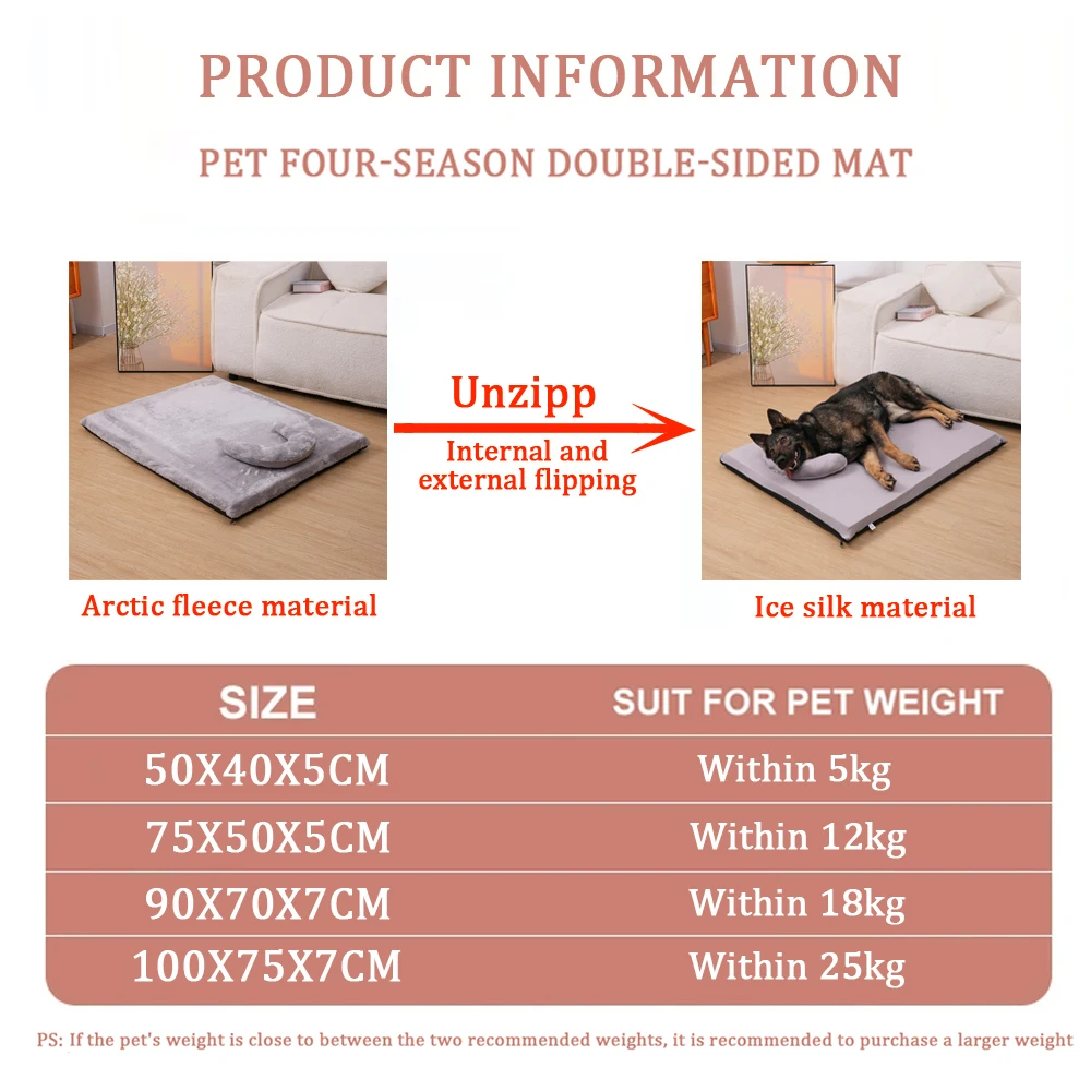 Cama doble cara desmontable para perros grandes y gatos – verano - imagen 5