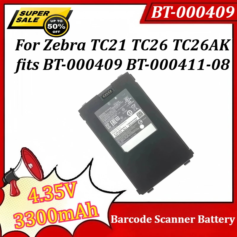 New Battery BT-000409 4.35V 3300mAh For Zebra TC21 TC26 TC26AK fits BT-000409 BT-000411-08 Barcode Scanner