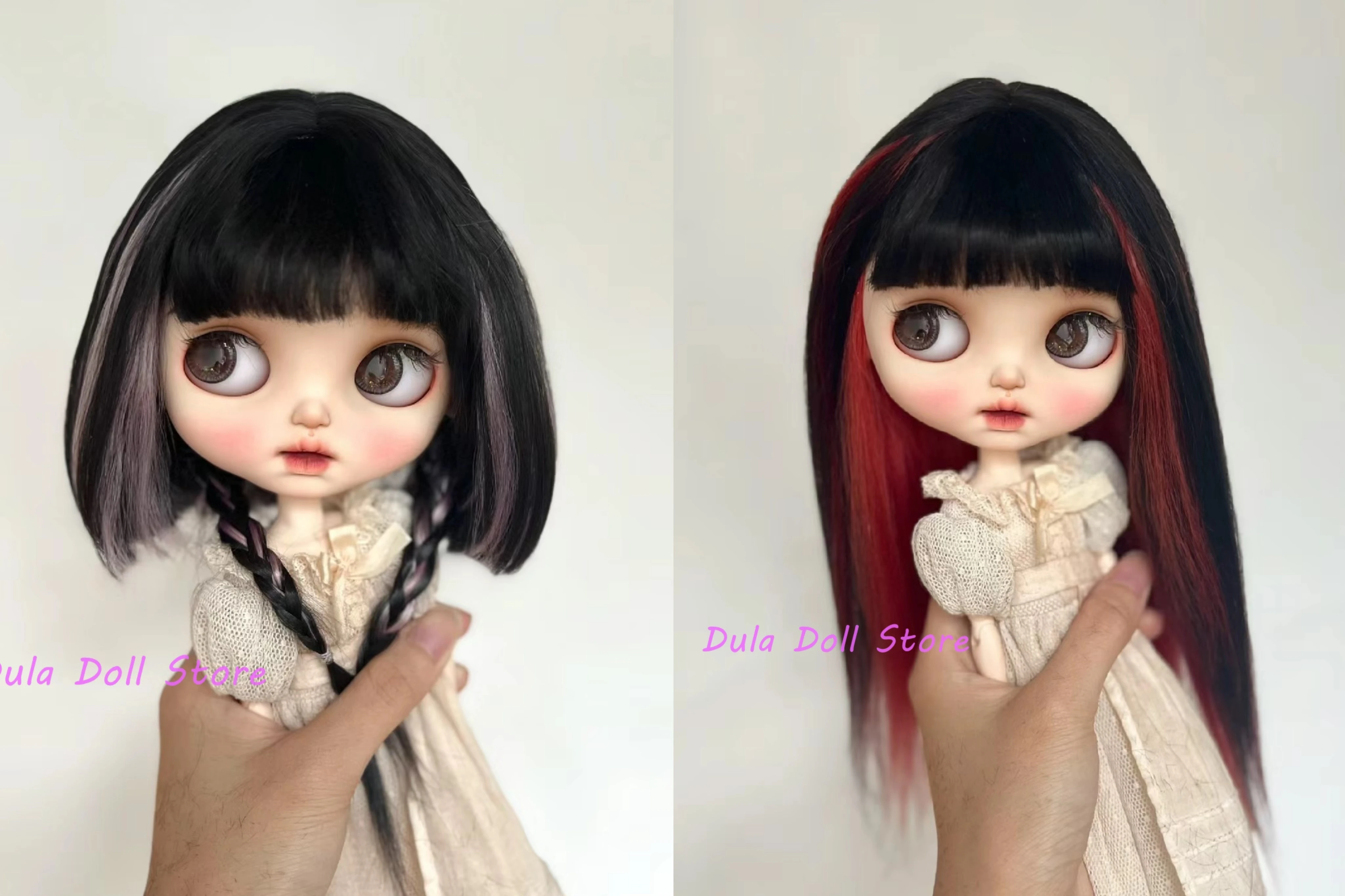 

Dula Doll Wigs for Blythe Qbaby natural Mohair Pick dyeing hair hard seams for 9-10 inch head