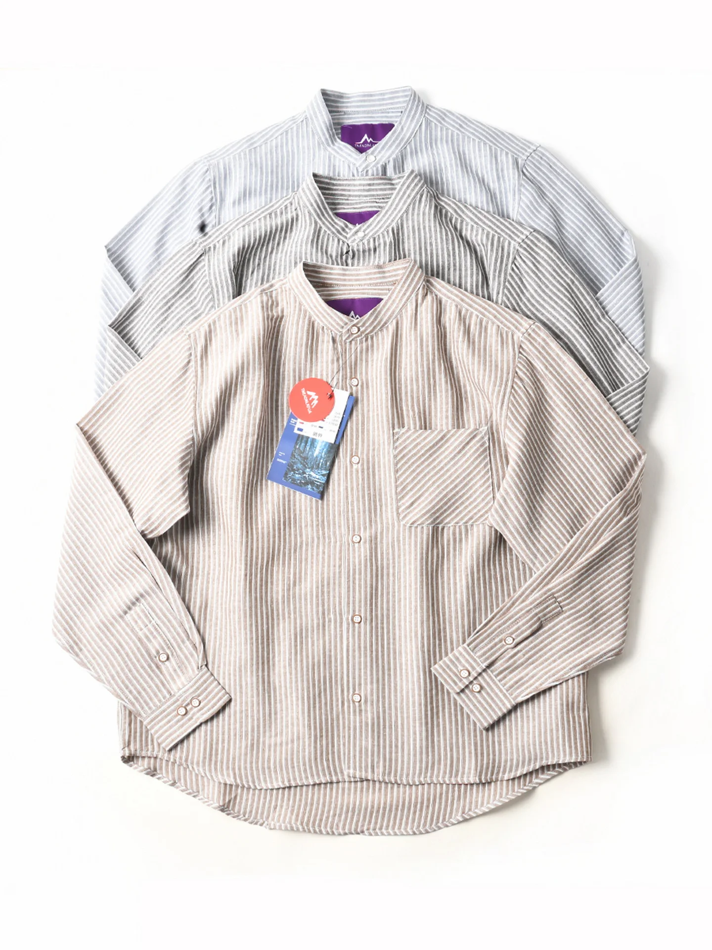 New American Style Cotton Breathable Loose Casual Striped Long Sleeve Shirt for Men Autumn Base Layer Shirt Fashionable Urban...