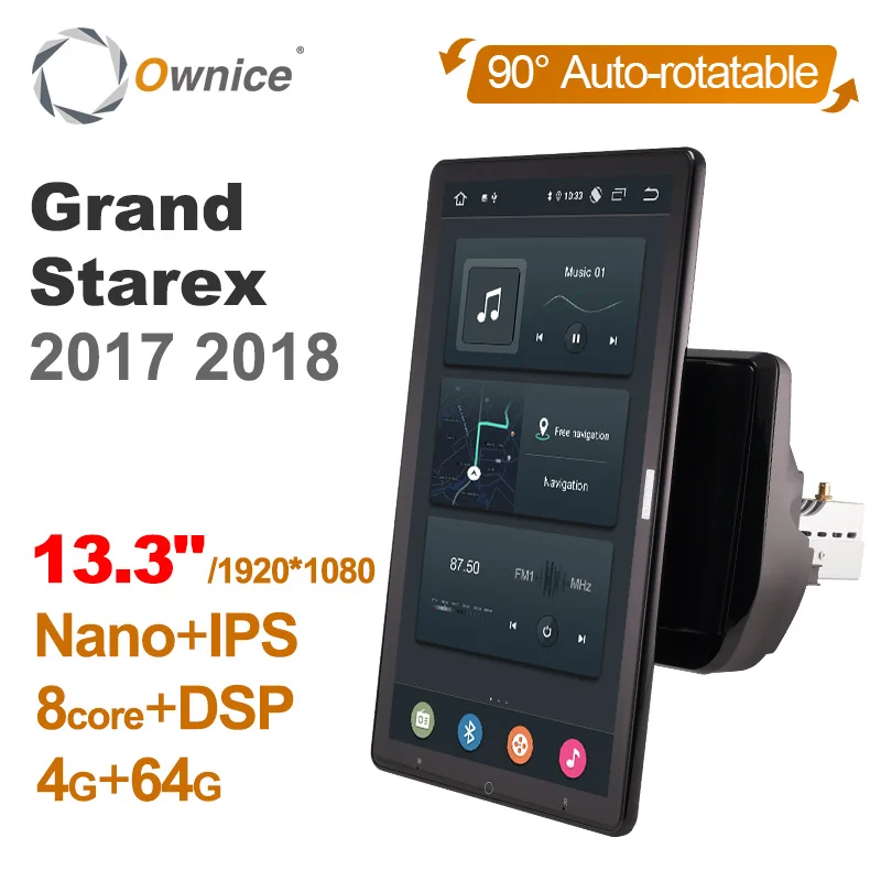 13.3“ Ownice 1Din Android 12.0 Car Radio 360 Panorama for Hyundai H1 Grand Starex 2017 2018 GPS Auto Audio SPDIF 4G LTE NO DVD