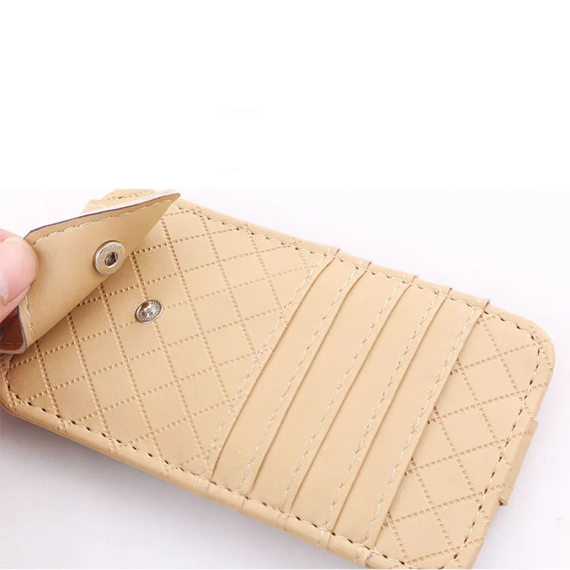 Car Sun Visor Point Organizer Storage Pocket Pouch Bag Card Glasses Storage Holder Car-Styling Leather Car Accessories Interior