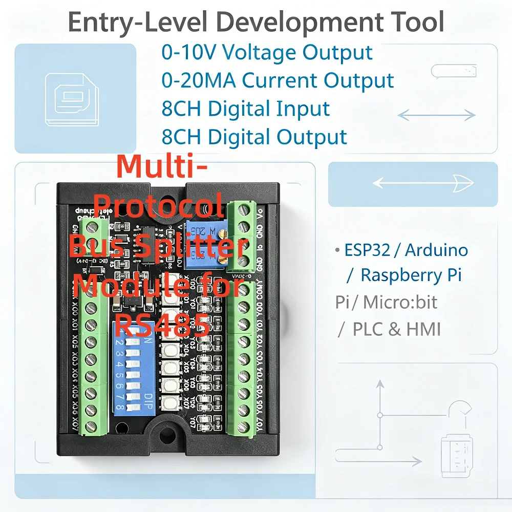 Multifunctional PLADA08 PLC MCU Development Debugger with Adjustable Current & Voltage, NPN/PNP Switch Output, Open Source Hardw