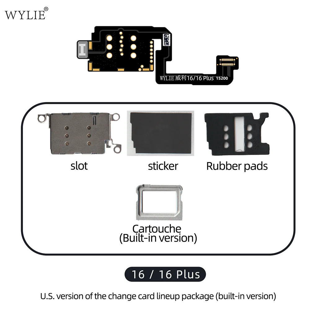 WYLIE Built In US Version Change Card Array Assembly Kit Single To Dual SIM Card Cable For iPhone 16 16Pro Plus Pro Max Tool Set