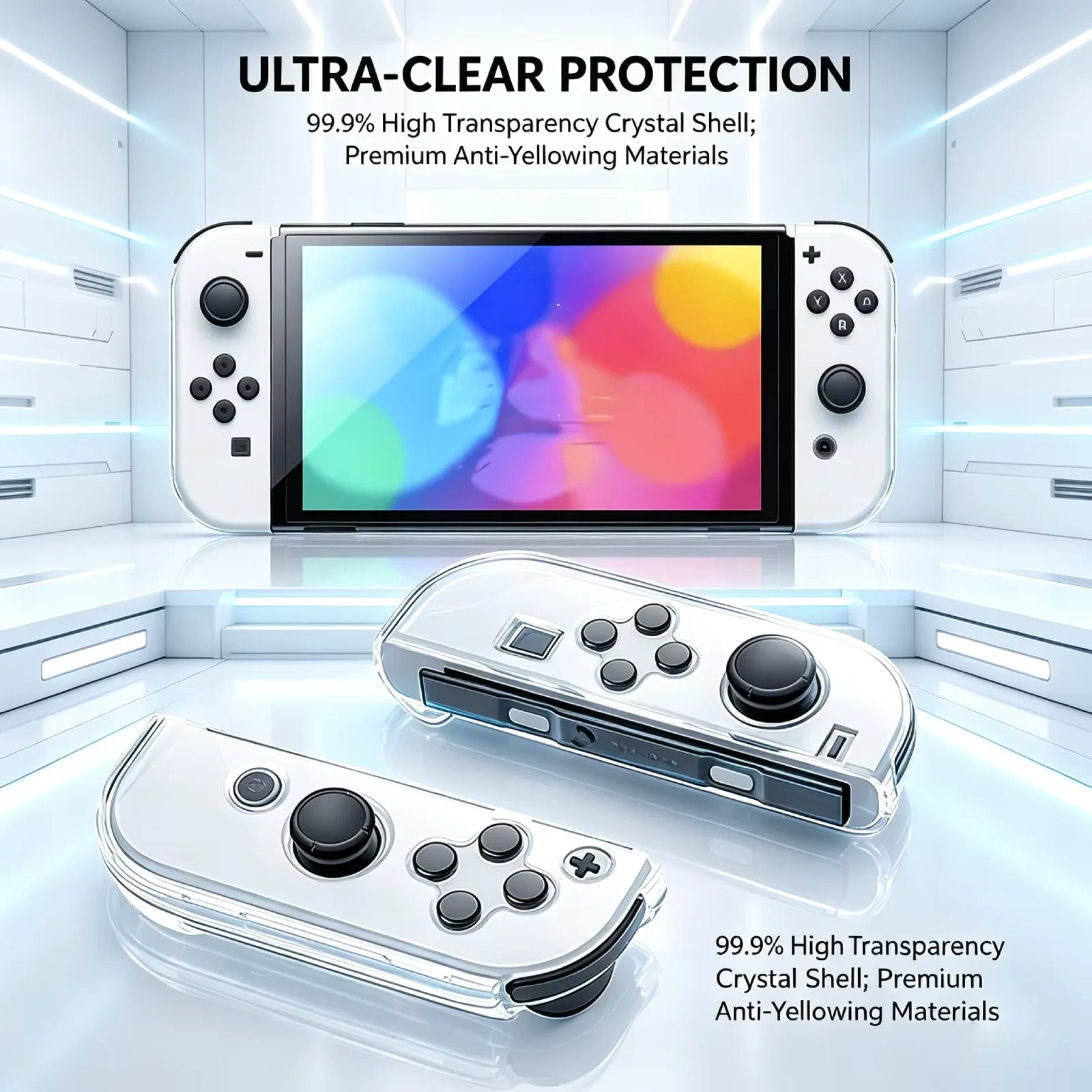 Suitable for Switch OLED Crystal Case with Stand Switch OLED Split Protective Cover, Case with Stand Game Accessories