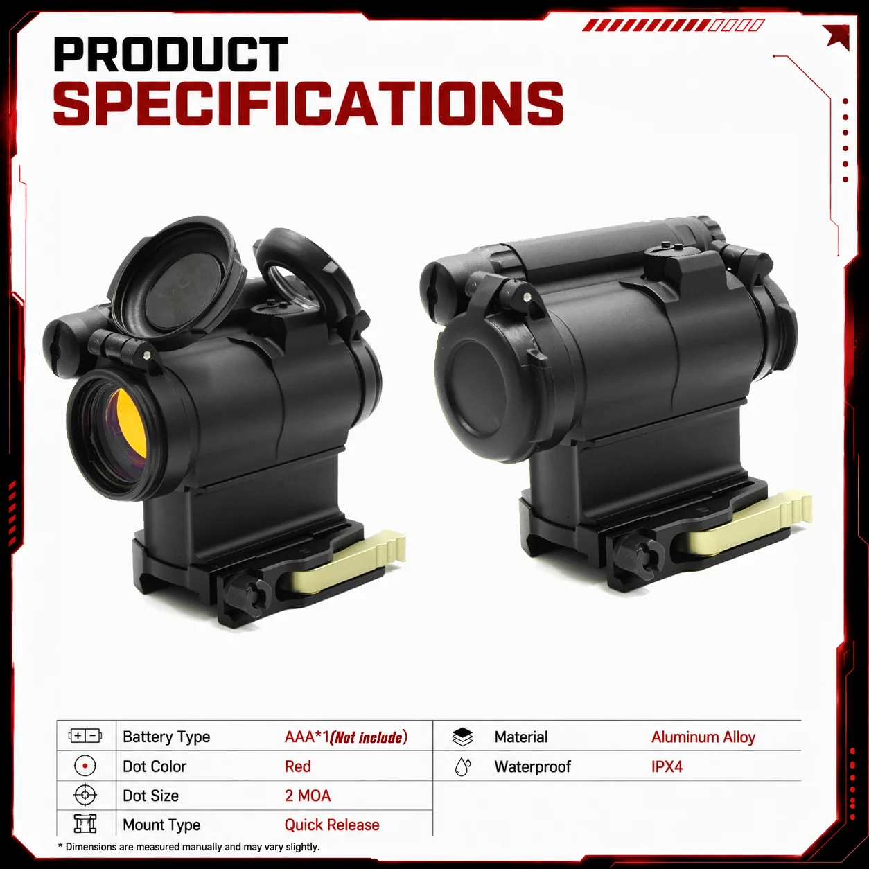 New EvolutionGear AIM Red Dot Sight Tactical 5-Style Hunting Optic Sight with Mounts 1.57/1.93inch w Full Markings CNC Aluminum view 6