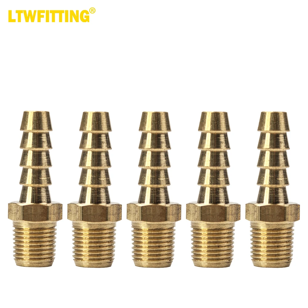 Ltwfitting Messing Fitting Coupler 1/4 Inch Slang Weerhaak X 1/8 Inch Man Npt Brandstof Gas Water (Pak Van 5)