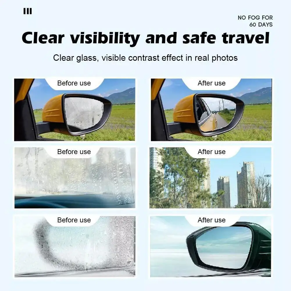 سيارة الزجاج مكافحة الضباب رذاذ السيارات طارد المياه طلاء وكيل مقاوم للماء غير نافذ للمطر مكافحة الضباب منظف الزجاج السيارات الزجاج الأمامي واضح #6