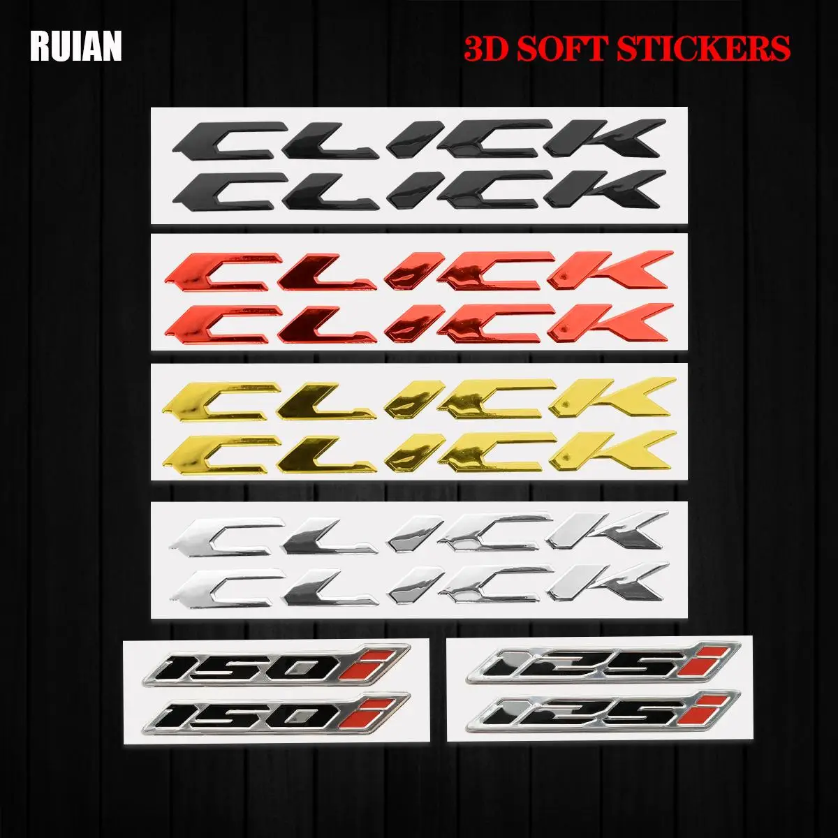 2pcs for Click 3D Soft Plastic Stickers for Honda Click150i Click125i Motorcycle Decorative Stickers Modified Accessories Decals