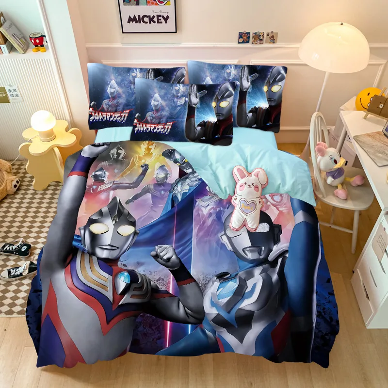 Ultraman Anime 3D Print King Size Bedding Set Duvet Cover Set with Pillowcase Children\'s Bed-linen Cosplay Bedroom Decoration