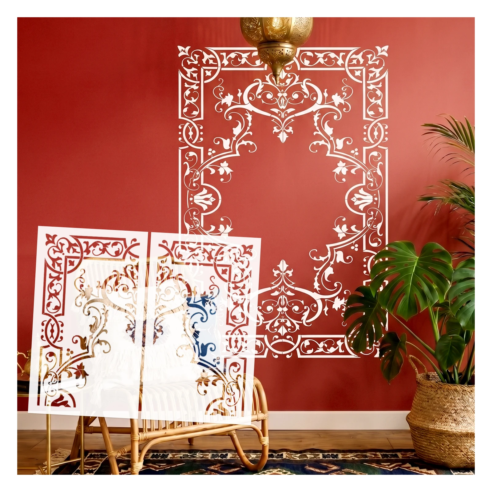 large-stencil-for-painting-reusable-vintage-damask-border-customize-decorative-template-for-wall-furniture-putty-plaster